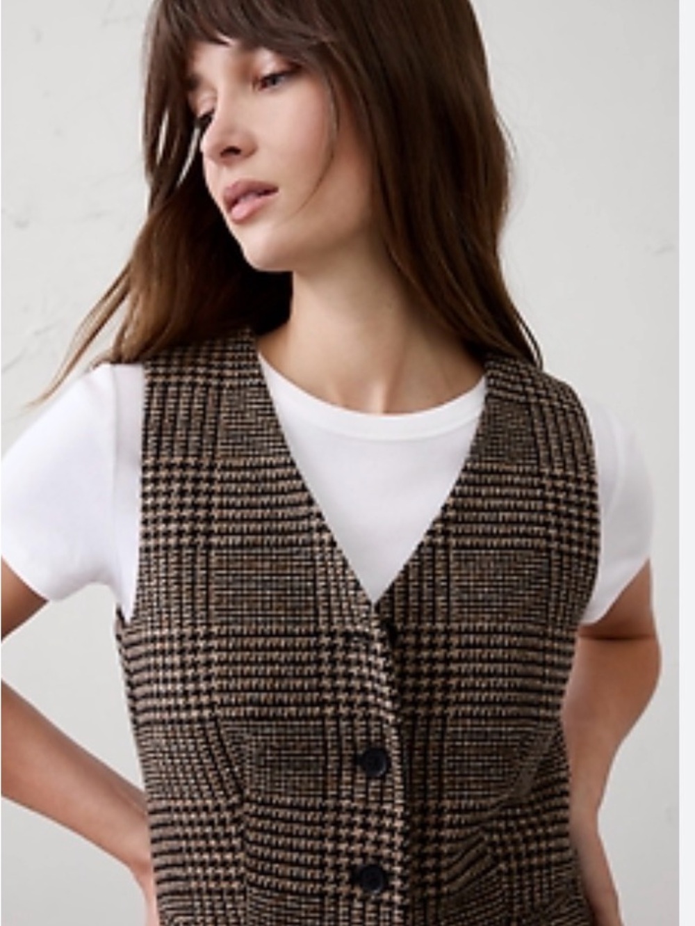 Banana Republic Brown and Black Classic Wool Blend Button Vest, 12